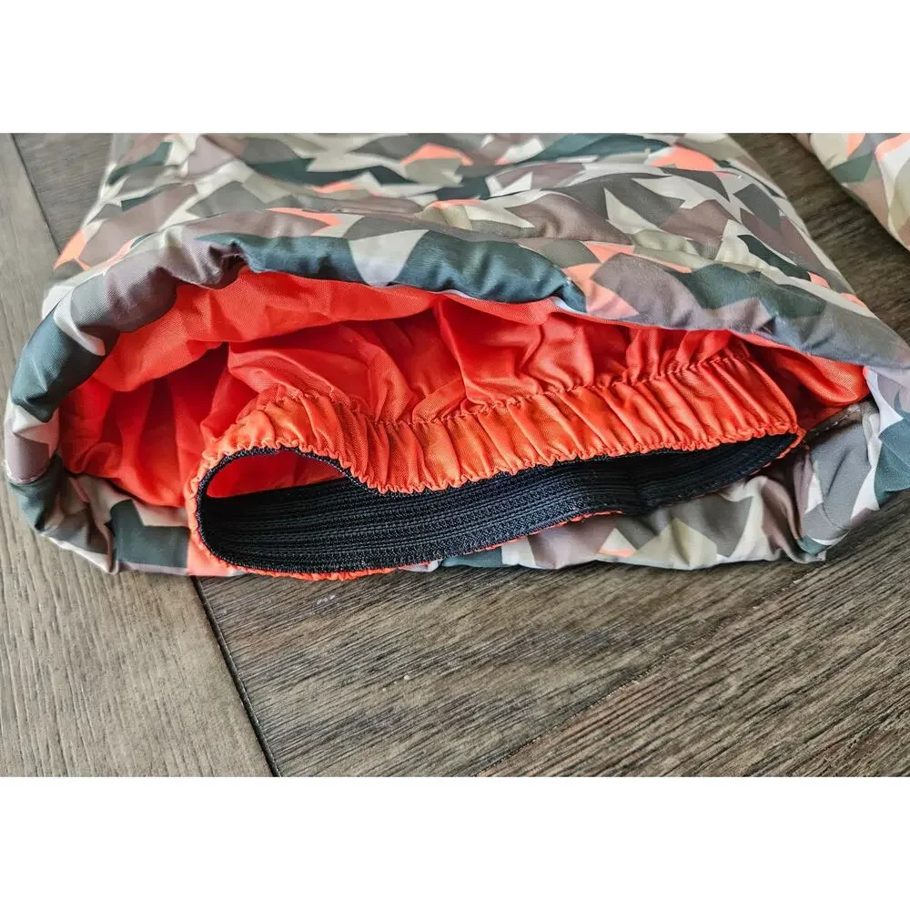 Kid's Lands End Iron Knee Insulated Winter Snow Bibs Camo Orange Hunting L 10-12